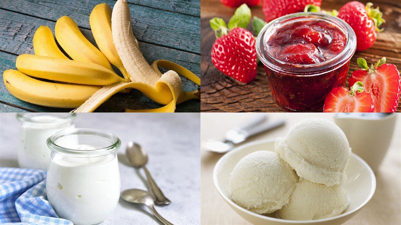 Ingredients for banana smoothie dish