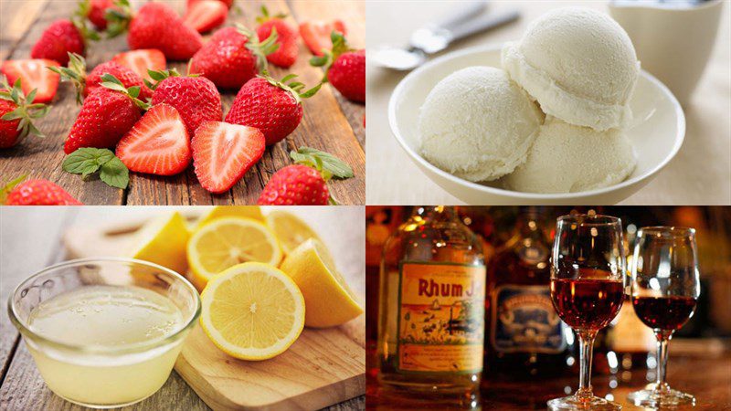 Ingredients for strawberry smoothie recipe