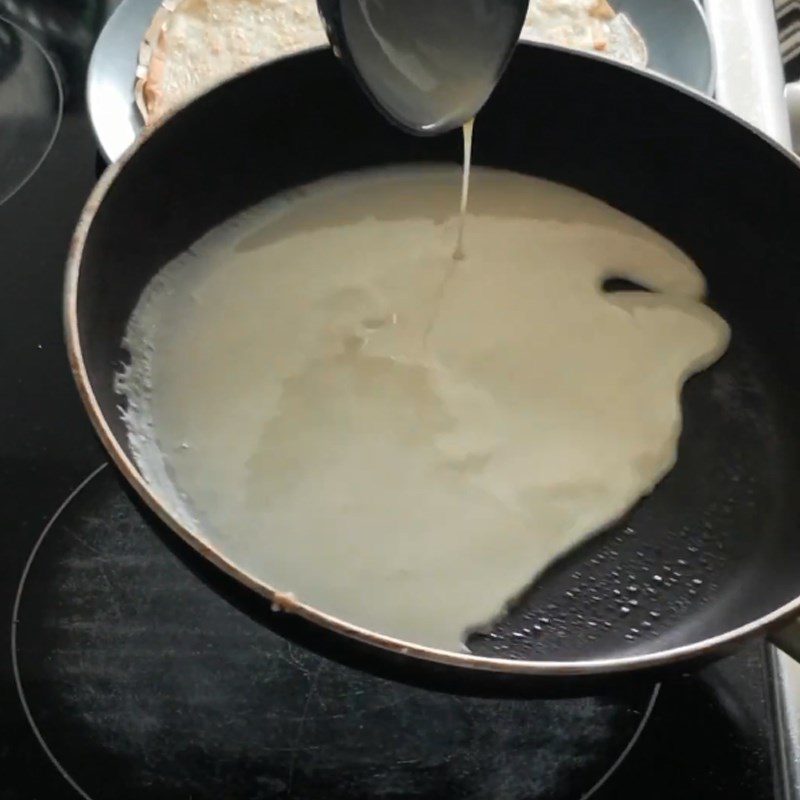 Step 3 Making the crepe wrapper Banana crepe with butter nutella ice cream