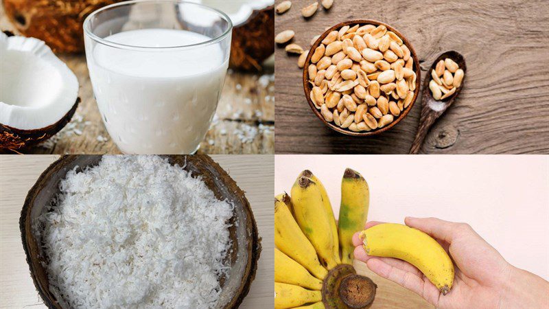 Ingredients for banana ice cream with coconut milk without a blender