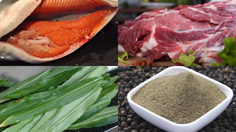 Ingredients for braised fish roe with pepper