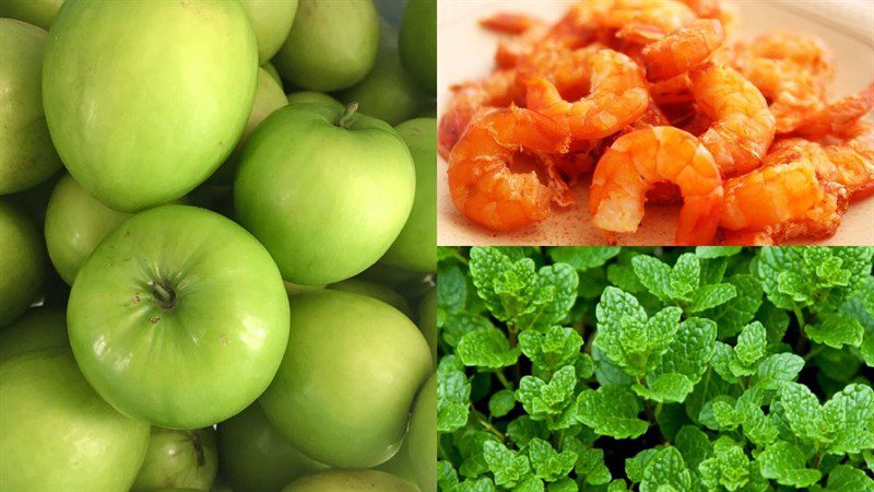 Ingredients for 3 dishes of dried shrimp salad