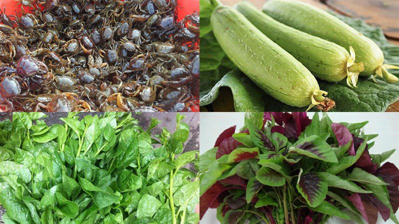 Ingredients for crab soup with vegetables