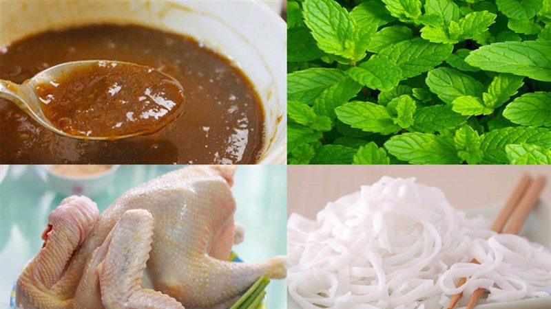 Ingredients for the dish 4 ways to make mixed chicken pho