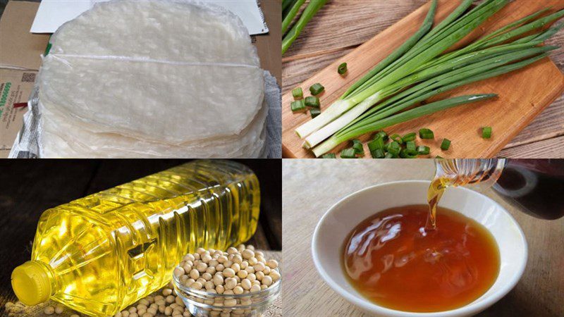 Ingredients for steamed rice paper with scallions and steamed rice paper with vegetables