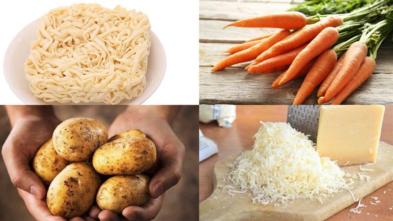 Ingredients for curry udon dish