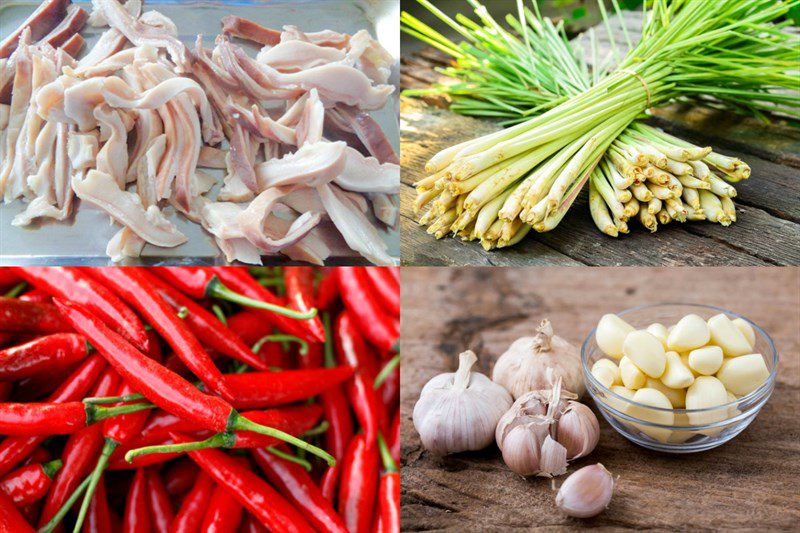 Ingredients for the dish 3 ways to make extremely delicious stir-fried pig stomach, once cooked, husbands will love