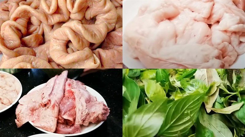 Ingredients for pig intestine dish