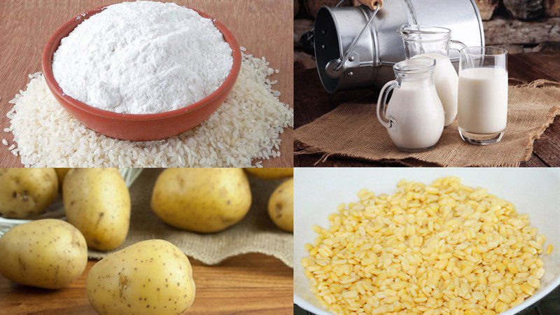 Ingredients for fried cakes with mung bean filling