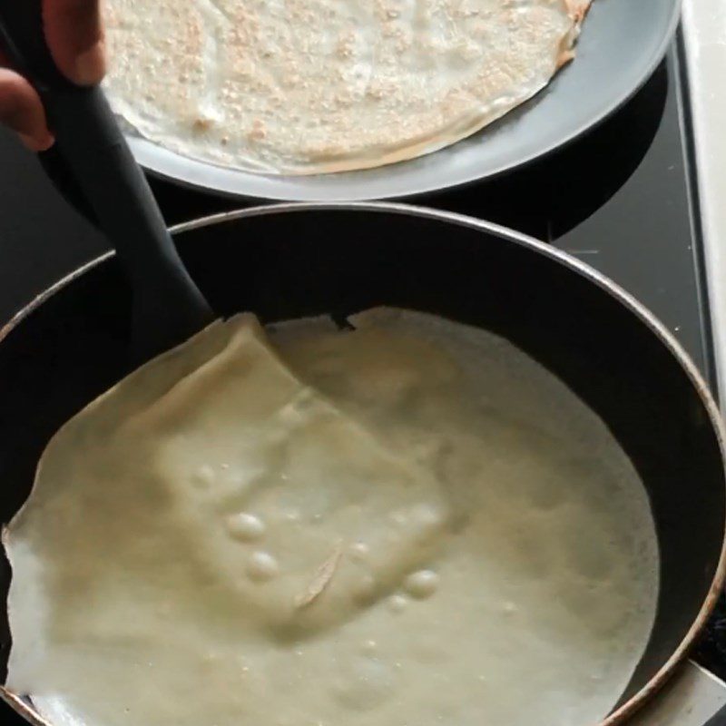 Step 3 Making the crepe wrapper Banana crepe with butter nutella ice cream