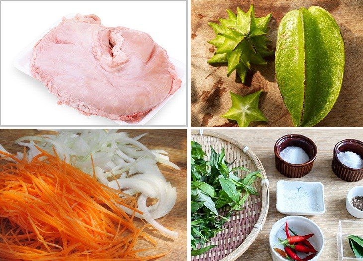 Ingredients for pig stomach salad