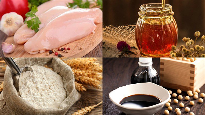 Ingredients for honey cheese chicken breast dish