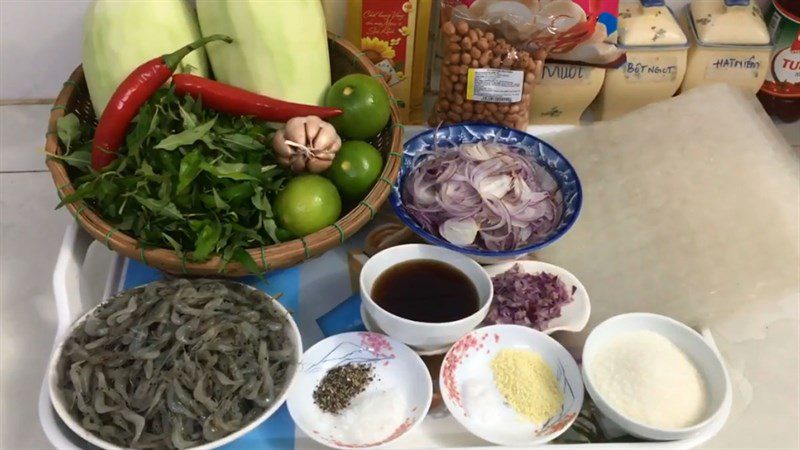 Ingredients for shrimp papaya salad
