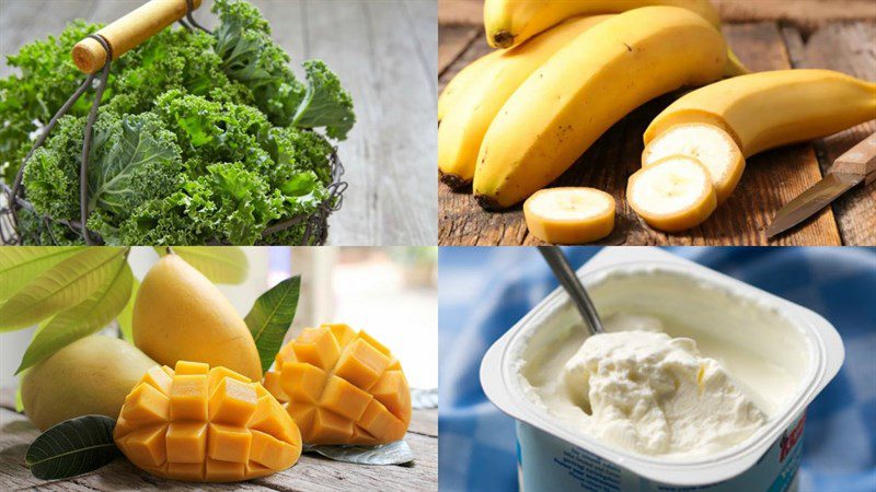 Ingredients for the dish 3 ways to make kale smoothie
