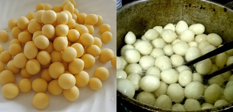 Step 2 Forming and frying dough balls Fried glutinous rice balls rolled in sugar