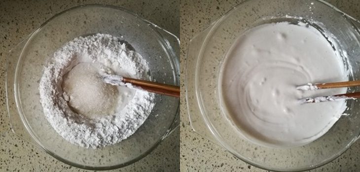 Step 1 Mix the dough for Simple Fried Glutinous Rice Cake
