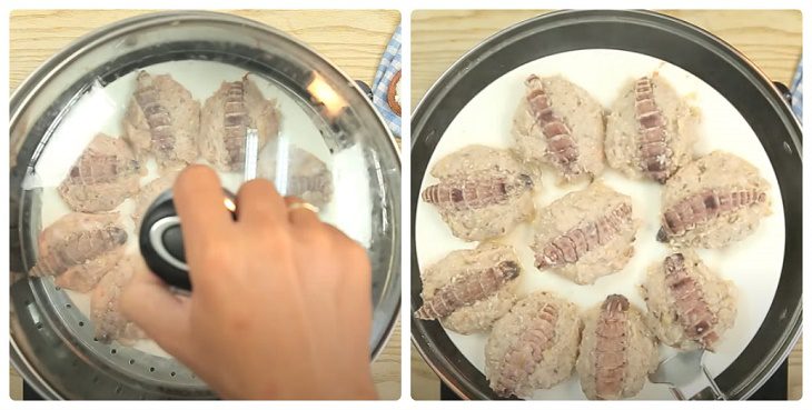 Step 3 Steaming the filling Bề bề cake