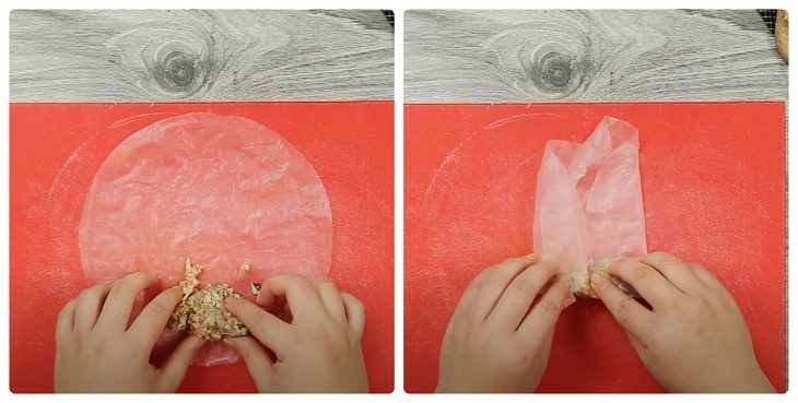 Step 3 Rolling the shrimp spring rolls
