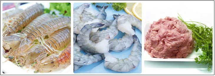 Ingredients for fried shrimp paste and fried shrimp rolls