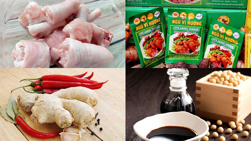 Ingredients for grilled pig tail with fermented tofu and grilled pig tail with satay