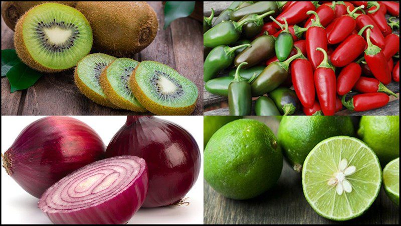 Ingredients for 2 ways to make kiwi salad, kiwi salad and apple