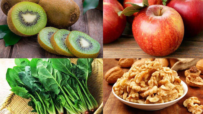 Ingredients for the dish 2 ways to make kiwi salad, kiwi salad and apple