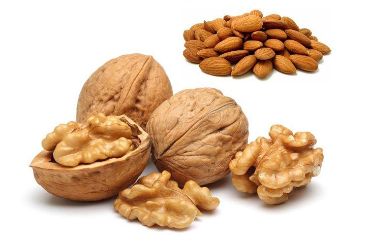 Ingredients for traditional walnut almond milk and walnut almond milk with black beans