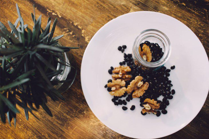 Ingredients for the traditional walnut almond milk and walnut almond black bean milk