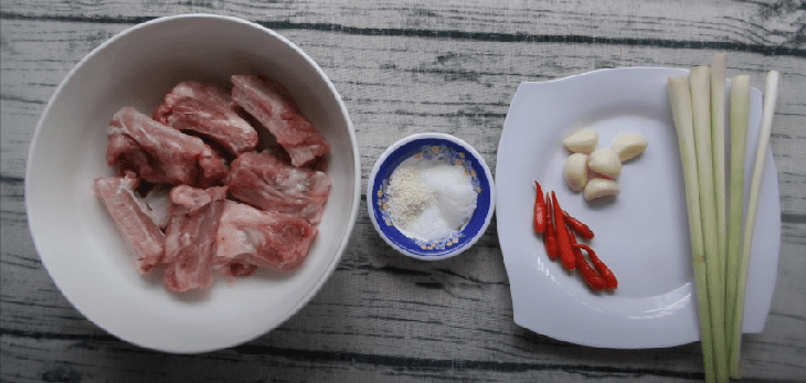 Ingredients for Dish 2: Fried Ribs with Honey and Fried Ribs with Lemongrass and Chili