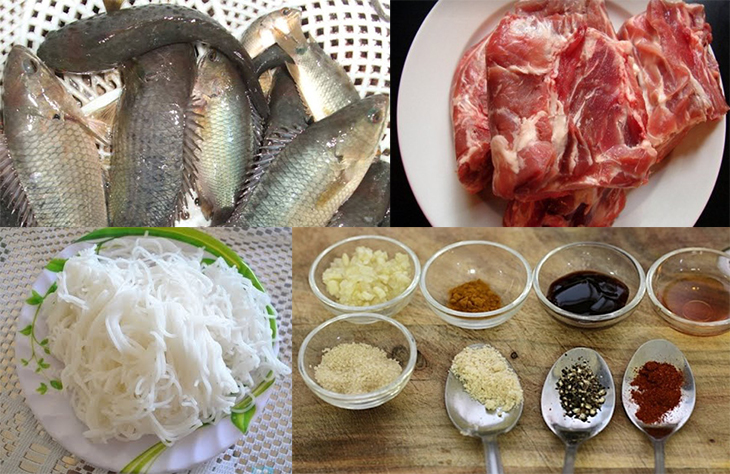 Ingredients for the dish 2 ways to cook snakehead fish noodle and mackerel noodle