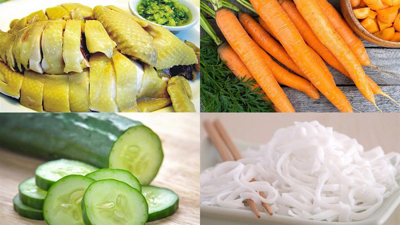 Ingredients for the dish 4 ways to make mixed chicken pho