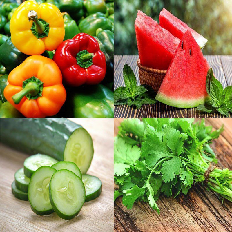 Ingredients for 5 watermelon salad dishes