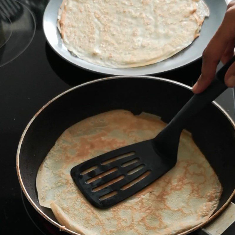 Step 3 Making the crepe wrapper Banana crepe with butter nutella ice cream