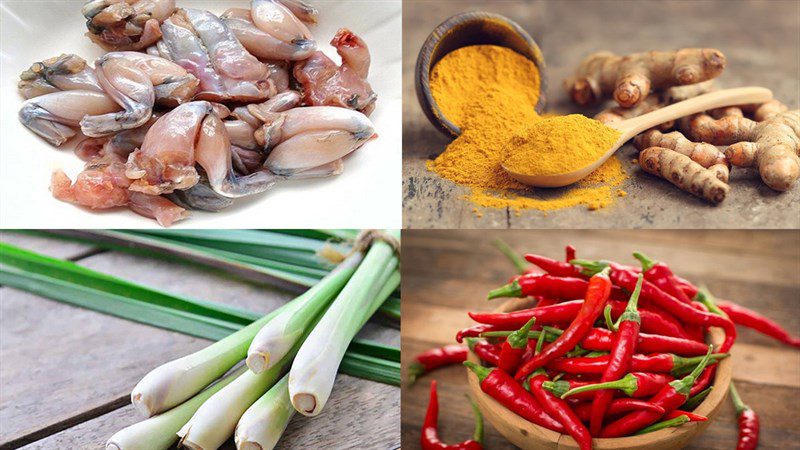 Ingredients for fried frog with lemongrass and turmeric