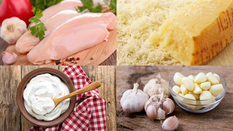 Ingredients for cheese sauce chicken breast and honey