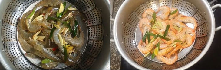 Step 2 Steamed shrimp with lemongrass