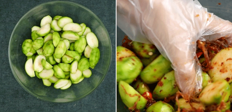 Step 1 Prepare the mango and mix the salad Green Mango Salad with Dried Beef