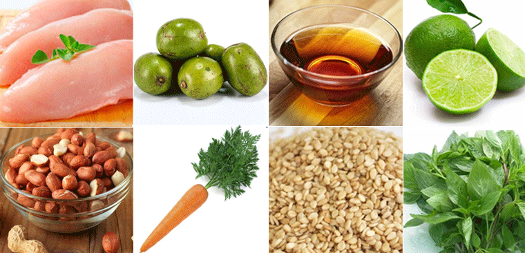 Ingredients for the dish 3 ways to make green mango salad