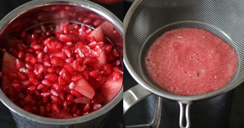 Step 2 Blend the mixture for Pomegranate Watermelon Juice