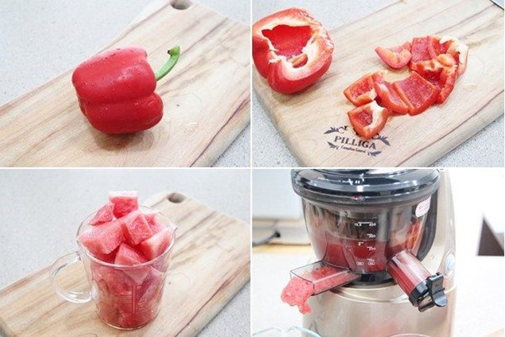 Step 2 Making bell pepper watermelon juice