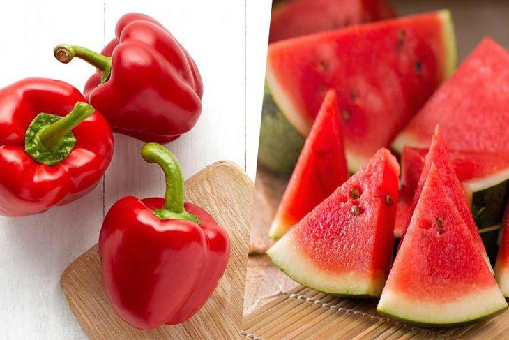 Ingredients for the dish 3 recipes of bell pepper juice with watermelon, cucumber, celery