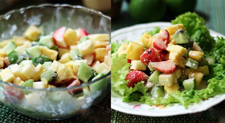 Step 4 Completion Kiwi fruit salad mixed with mayonnaise