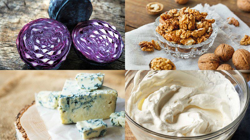 Ingredients for 3 ways to make walnut salad