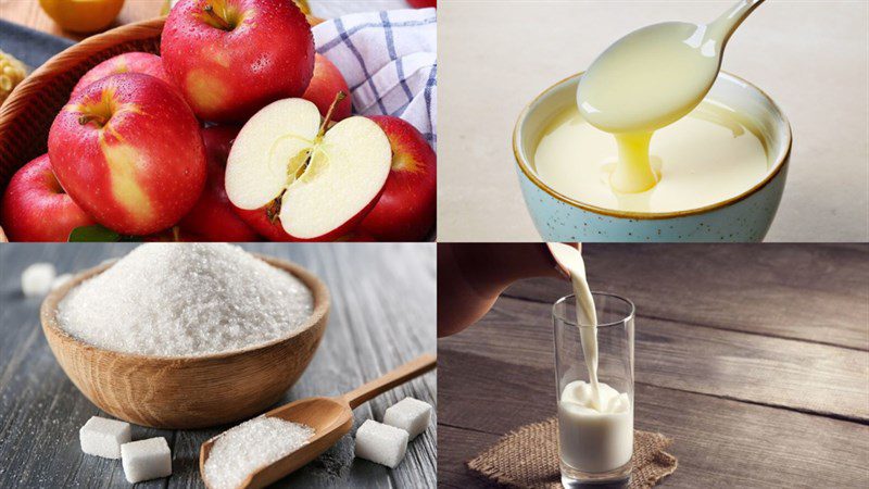 Ingredients for apple ice cream dish