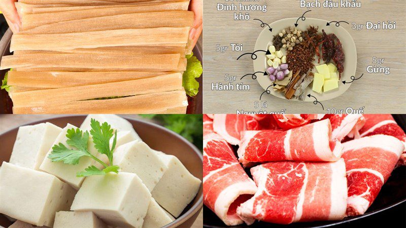 Ingredients for spicy fried vermicelli and sour spicy Trung Khanh vermicelli