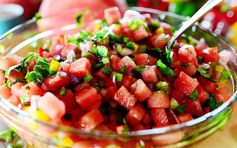 Step 3 Final Product Watermelon, Cucumber, Bell Pepper Salad