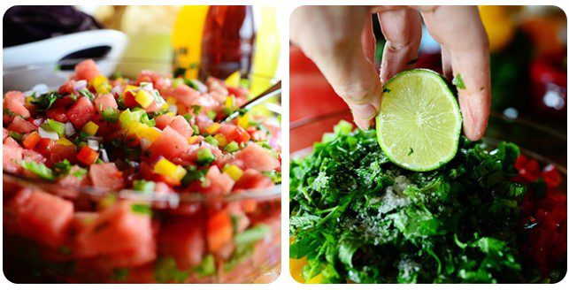 Step 2 Season and mix the ingredients for Watermelon, Cucumber, and Bell Pepper Salad