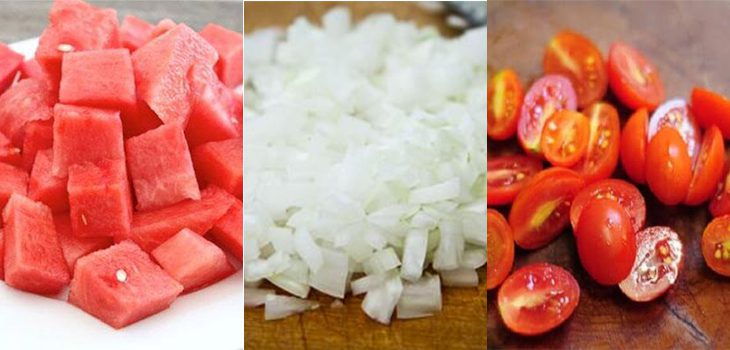 Step 1 Prepare the ingredients for Watermelon and Cherry Tomato Salad