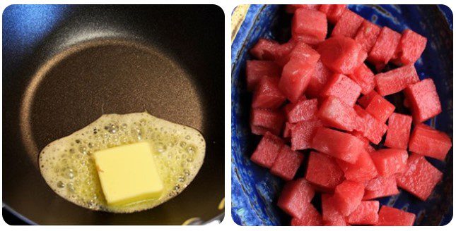 Step 1 Cut Watermelon and Melt Butter Watermelon and Corn Salad