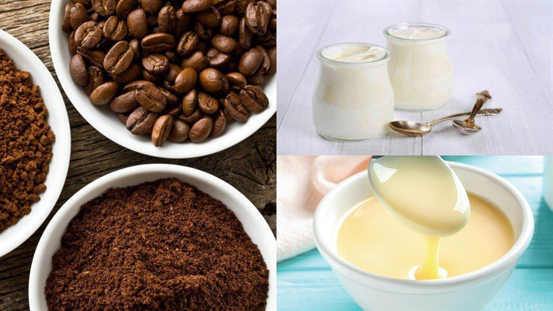 Ingredients for coffee yogurt dish